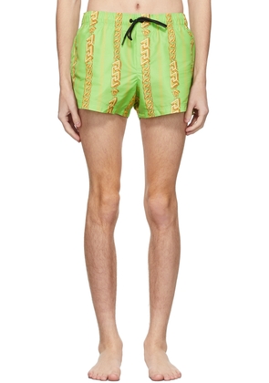 Versace Underwear Green Chain Swim Shorts