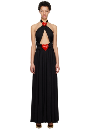 Moschino Black Inflatable Heart Maxi Dress