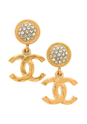 chanel Chanel Coco Mark Rhinestone Earrings in Gold - Metallic Gold. Size all.