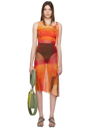 Paula Canovas Del Vas Orange Cutout Midi Dress