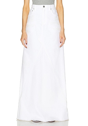 GRLFRND Fiona Godet Maxi Skirt in White Rip - White. Size 23 (also in 24, 25, 26, 27, 28, 29, 30, 31, 32).