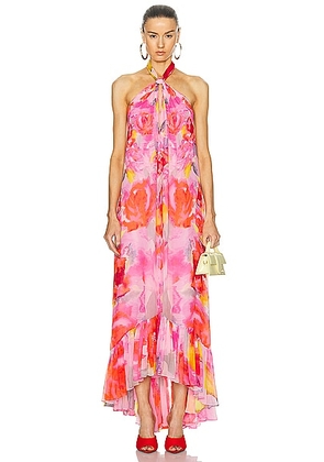 HEMANT AND NANDITA Rosa Long Dress in Pink Floral - Pink. Size L (also in M, S, XS).