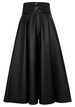 Alaïa Belted Leather Midi Skirt - Black - 40 (UK12 / M)