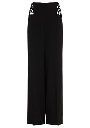Stella Mccartney Lace-panelled Wide-leg Trousers - Black - 40 (UK8 / S)
