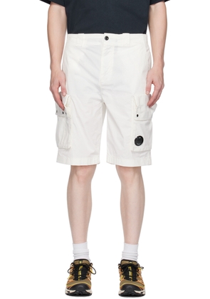 C.P. Company White Garment-Dyed Shorts