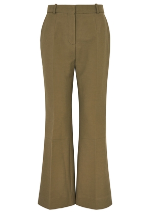 Victoria Beckham Kick-flare Cotton Trousers - Green - 8 (UK8 / S)