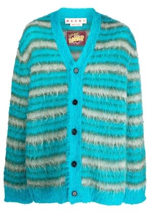 Marni brushed-knit striped cardigan - Blue