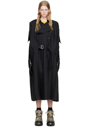 Junya Watanabe Black Pleated Trench Coat