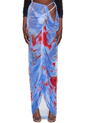 Ester Manas Blue Ruched Maxi Skirt