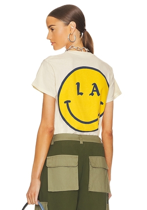 Free & Easy Be Happy La Tee in Yellow. Size L, S.