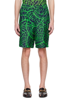 Moschino Navy & Green Wave Shorts