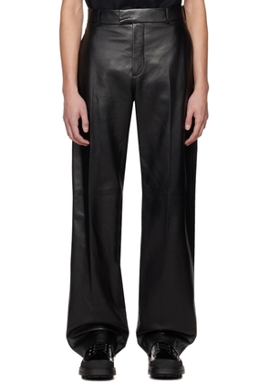 Alexander McQueen Black Grained Leather Pants