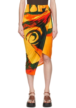 Louisa Ballou Orange Coastline Midi Skirt