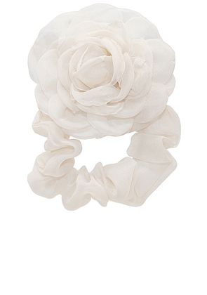 Emi Jay Camellia Scrunchie in White.