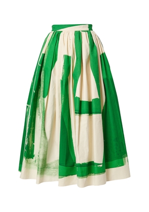 Erdem - Pleated Cotton Faille Midi Skirt - Multi - UK 8 - Moda Operandi