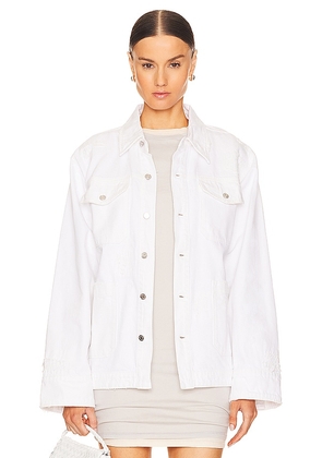 GRLFRND Jessie Body Drill Shirt Jacket in White. Size L, S, XL, XS, XXS.