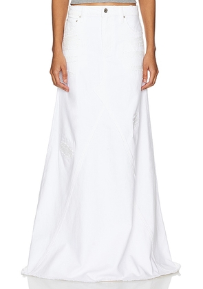 GRLFRND Fiona Godet Maxi Skirt in White. Size 24, 25, 26, 27, 28, 29, 30, 31, 32.
