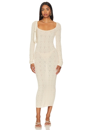 LPA Ramya Pointelle Maxi Dress in Cream. Size S, XL, XXS.