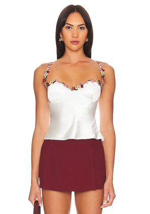 MORE TO COME Enid Bustier Top in White. Size M, S, XS.