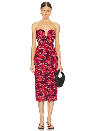MILLY Windmill Floral Dress in Red. Size 0, 2, 6, 8.