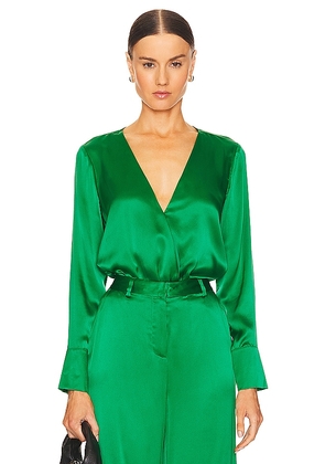 L'AGENCE Blaze Plunge Bodysuit in Green. Size M, S, XL, XS, XXS.