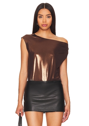 Norma Kamali x REVOLVE Drop Shoulder Top in Chocolate. Size L, S, XL, XS.