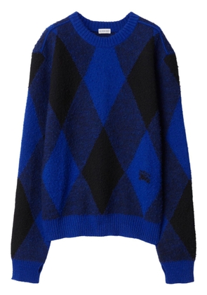 Burberry logo-intarsia argyle wool jumper - Blue