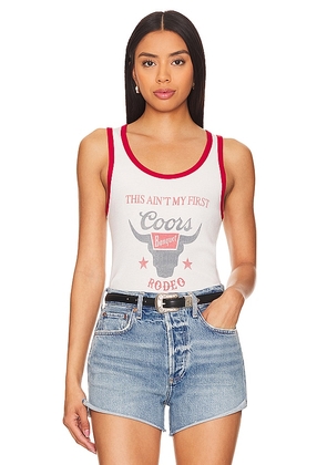 The Laundry Room Ain't My First Coors Rodeo Rib Tank in White. Size M, S, XL, XS.