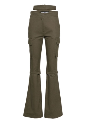 ANDREĀDAMO double-belt flared trousers - Green
