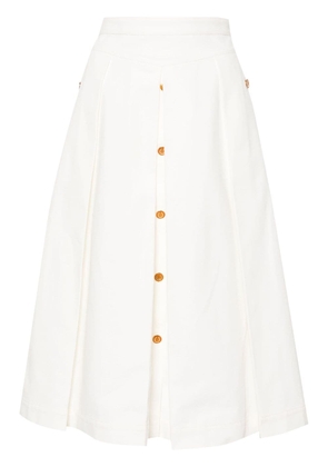 Gucci button-detail pleated A-line skirt - White
