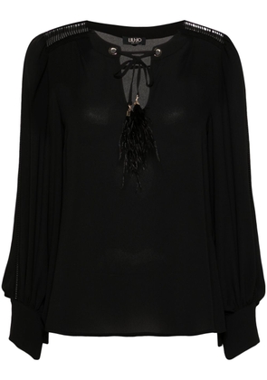 LIU JO crochet-trim crepe blouse - Black