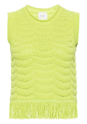 Alysi crochet-knit fringed top - Green