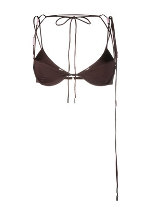 Jacquemus Barco bead-embellished bikini top - Brown