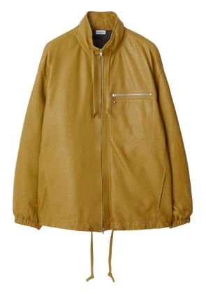 Burberry drawstring leather bomber jacket - Brown