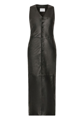 FRAME button-down leather midi dress - Black