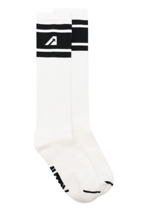 Autry logo-intarsia ribbed socks - White