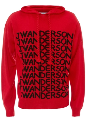 JW Anderson intarsia-logo long-sleeve hoodie - Red