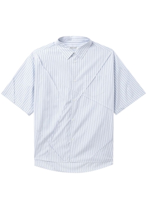 Undercover crease-detail striped cotton shirt - White