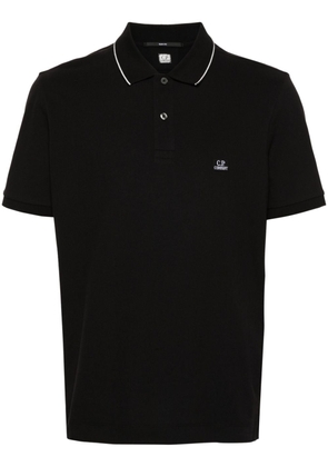 C.P. Company logo-patch cotton polo shirt - Black