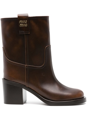 Miu Miu fumé leather boots - Brown