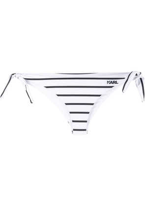 Karl Lagerfeld striped logo-print bikini bottoms - White