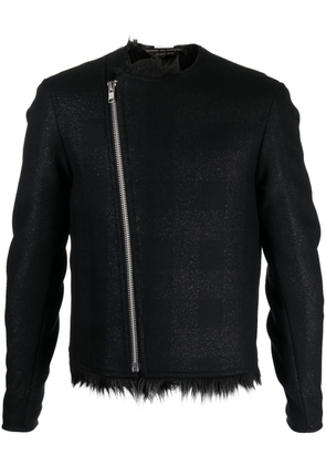 Comme des Garçons Homme Plus checked metallic-effect biker jacket - Black