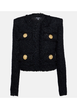 Balmain Lurex® tweed embellished cropped jacket