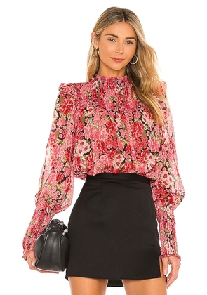 Bardot Remi Floral Blouse in Pink. Size 10, 12, 4, 6, 8.