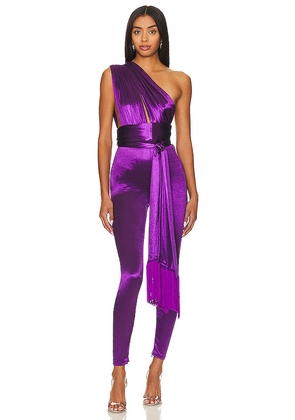 Bronx and Banco Stella One Shoulder Jumpsuit in Purple. Size XS.