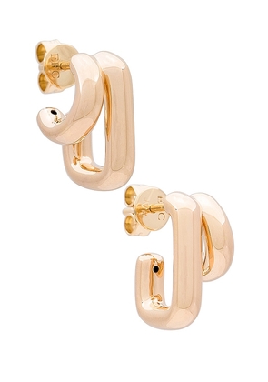 EF COLLECTION Double Gold Jumbo Huggie Earrings in Metallic Gold.