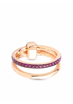 Pomellato 18kt rose gold Iconica ruby double band ring - Pink