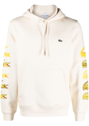 Lacoste logo-appliqué cotton hoodie - Neutrals