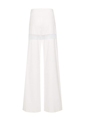 Genny sheer-stripe wide-leg trousers - White