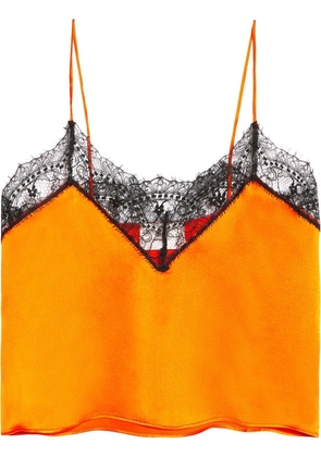 AMI Paris lace-trim silk top - Orange
